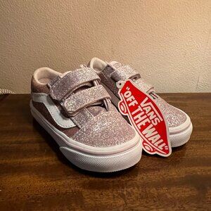 NWT Toddler Girl Pink Sparkly Vans Old Skool V
